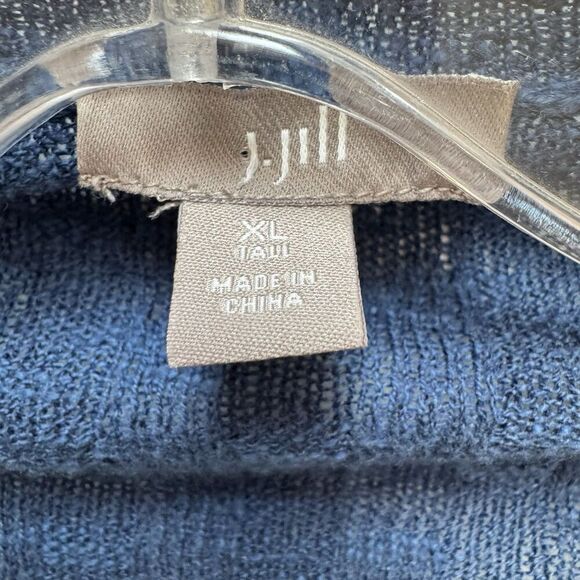 J. Jill Women's Blue Open Front Linen Blend Knit Cardigan Womens XL Tall - Picture 4 of 7
